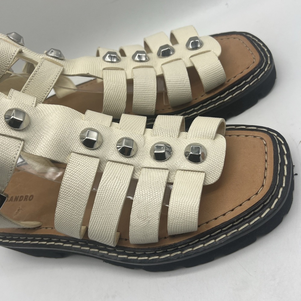 SANDRO Sandals Womens‎ 40 US 8.5 Stud Lizard Leather Gladiator RockChic - Picture 13 of 16